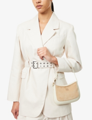RESELFRIDGES: Pre-Loved Loewe Anagram Suede and Leather Shoulder Bag