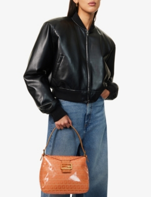 RESELFRIDGES: Pre-Loved Fendi Crystal Double-Flap Patent Coated-Canvas Shoulder Bag