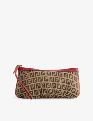 RESELFRIDGES: Pre-Loved Fendi Zucchino Canvas Clutch Bag