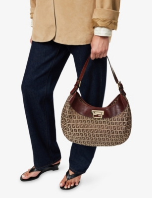 RESELFRIDGES: Pre-Loved Fendi Zucchino Canvas Hobo Bag