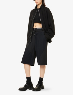 Team Wang Design Omens Black Logo-print High-neck Woven Track Jacket In Black