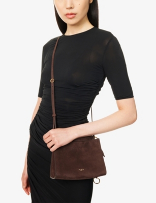 Alaïa Womens Brun Fonce Le Click Square Small Leather Shoulder Bag