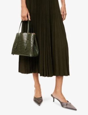 ALAIA: Mina 25 Cut-Out Pattern Leather Tote Bag