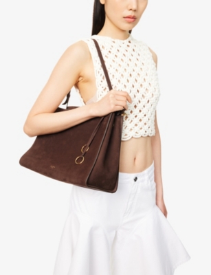Alaïa Womens Brun Fonce Le Click Square Medium Leather Shoulder Bag