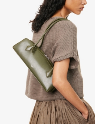 Alaïa Womens Olive Le Teckel Medium Leather Shoulder Bag