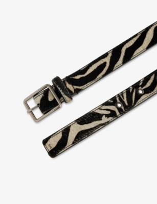 JADED LONDON WOMENS MULTI ZEBRA-PRINT PONY-HAIR LEATHER BELT 