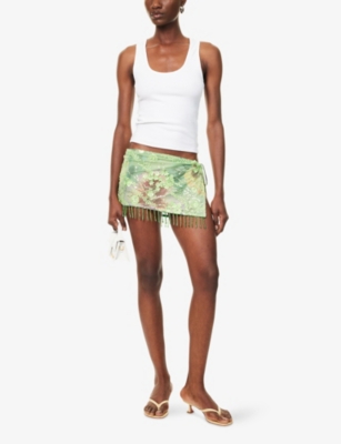 JADED LONDON: Wrap Beaded Printed Mesh Sarong