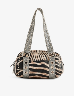 JADED LONDON WOMENS MULTI MARZA ZEBRA-PRINT FAUX-LEATHER SHOULDER BAG 