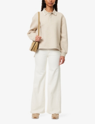 Mother Twister Skimp High-rise Pants Flared Leg Pants In Cream Puffs