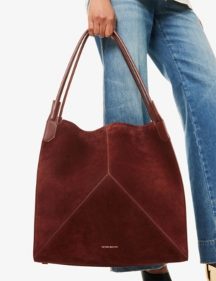 Victoria Beckham Womens Dark Brown The Victoria Soft Suede Tote Bag