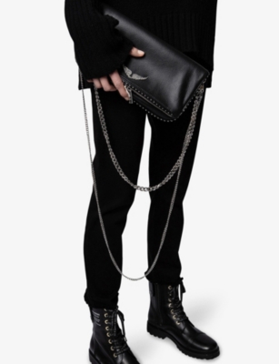 Zadig & Voltaire Womens Black Rock Stud Leather Shoulder Bag In Black