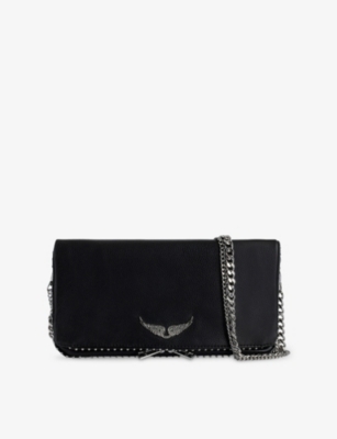 Zadig & Voltaire Womens Black Rock Stud Leather Shoulder Bag In Black
