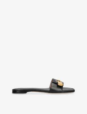 TOM FORD: Padlock Leather Flat Slides