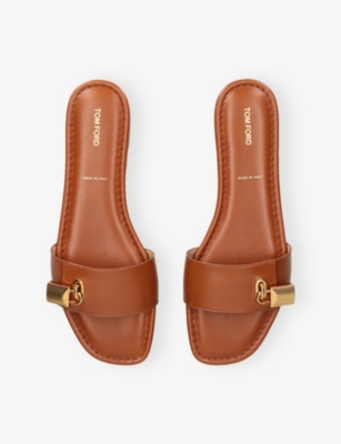 Tom Ford Leather Padlock-detail Slides