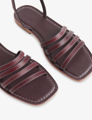 Whistles Womens Plum/claret Bruna Strappy Leather Flat Sandals Eur 40 / 7 Uk In Brown