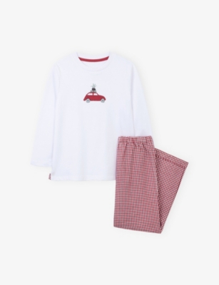 THE LITTLE WHITE COMPANY: Car-Embroidered Long-Sleeve Cotton Pyjamas 2-12 Years