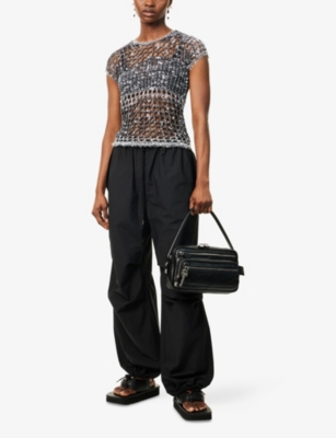 ACNE STUDIOS: Short-Sleeve Open Crochet-Knit Top