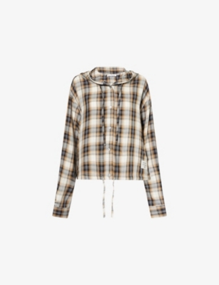 ACNE STUDIOS: Check-Print Hooded Woven Overshirt