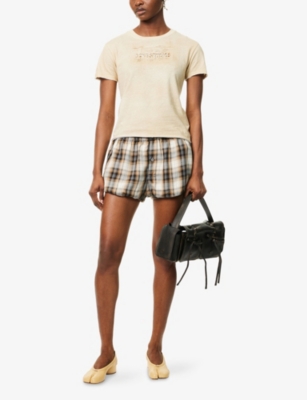 ACNE STUDIOS: Check-Print Relaxed-Fit Woven Shorts