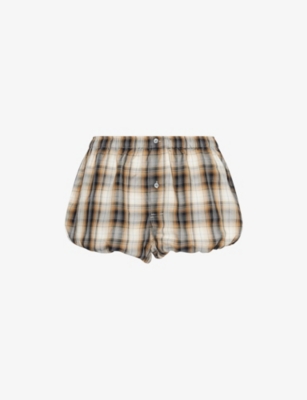 ACNE STUDIOS: Check-Print Relaxed-Fit Woven Shorts