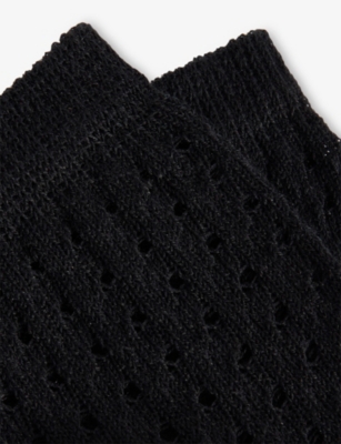 Falke Womens Beach Drop Open-knit Socks Black