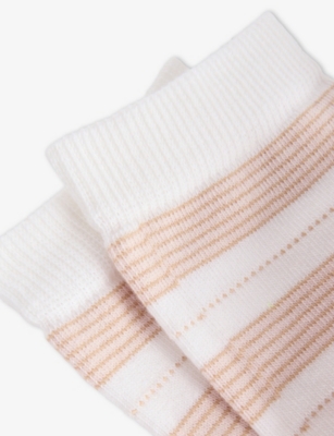 Falke Womens White Stripe Uniform Cotton-blend Knit Socks In Pink