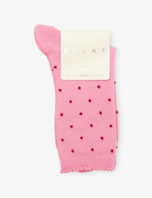 Falke Womens Mid-calf Spike Dot Cotton-blend Knit Socks Blush In Pink