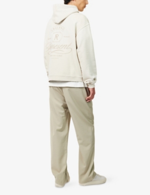 Represent Mens Champagne Grand Vintage Embroidered Cotton-jersey Hoody In White