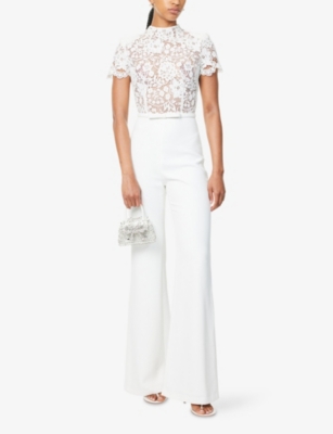 NADINE MERABI: Harriet Floral-Lace Woven Jumpsuit