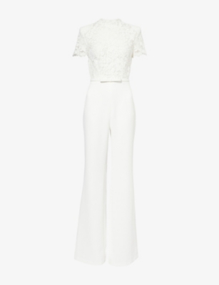 NADINE MERABI: Harriet Floral-Lace Woven Jumpsuit
