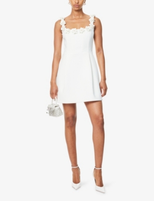 Nadine Merabi Womens Cindy Embellished Woven Mini Dress White