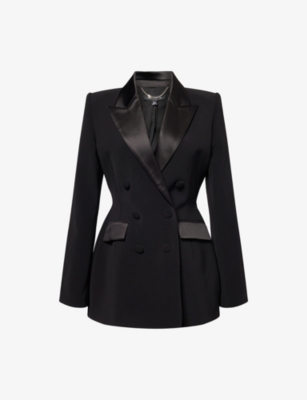 NADINE MERABI: Monica Satin-Trim Woven Blazer