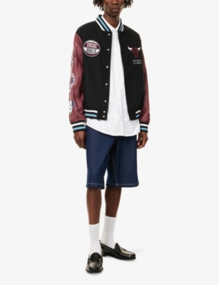 NEW ERA: Chicago Bulls Embroidered-Patch Wool-Blend Varsity Jacket