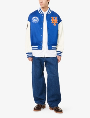 New Era Mens Blue New York Mets Mlb Jersey Bomber Jacket In Blue