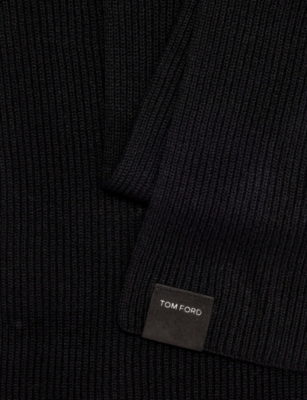 TOM FORD: Logo-Tab Brushed Cashmere Scarf