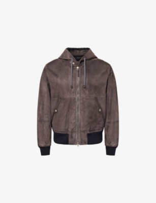 TOM FORD: Hooded Blouson Suede Jacket