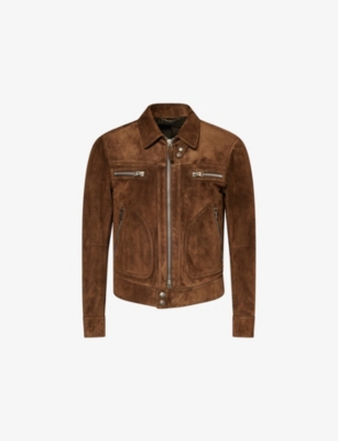 TOM FORD: Blouson Patch-Pocket Soft Suede Jacket