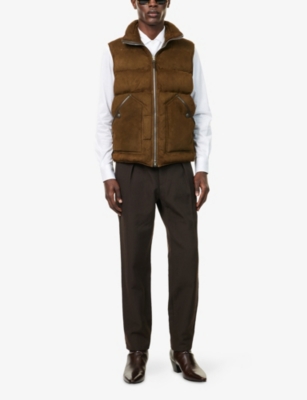 TOM FORD: Funnel-Neck Suede Shell-Down Gilet