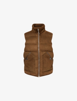 TOM FORD: Funnel-Neck Suede Shell-Down Gilet