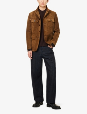 TOM FORD: Military Flap-Pocket Suede Military Jacket