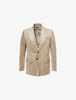 TOM FORD: Dyllan Peak-Lapels Suede Blazer Jacket