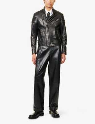 TOM FORD: Panelled Zipped Leather Biker Jacket