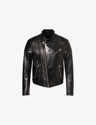 TOM FORD: Panelled Zipped Leather Biker Jacket