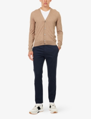 Tom Ford Mens Navy Regular-fit Tapered-leg Stretch -cotton Trousers In Blue