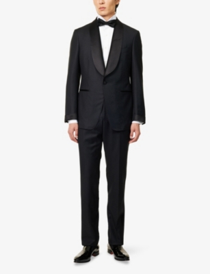 Tom Ford Mens Black Shawl-lapel Tapered-leg Master Evening Wool Suit In Black