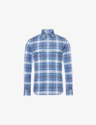 TOM FORD: Slim-Fit Western Check Cotton Shirt
