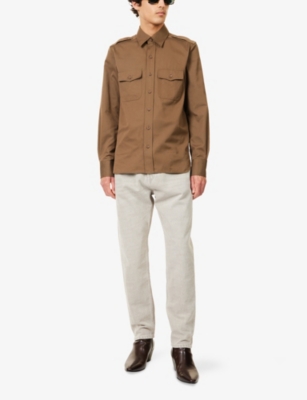 TOM FORD: Military Patch-Pocket Cotton-Silk Blend Shirt