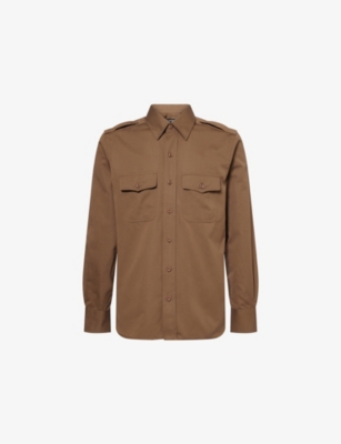 TOM FORD: Military Patch-Pocket Cotton-Silk Blend Shirt