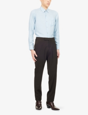 Tom Ford Mens Sky Blue Pointed-collar Long-sleeves Woven Shirt In Blue
