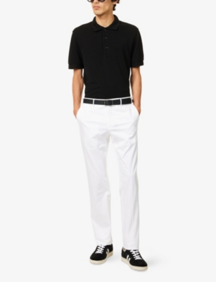 Tom Ford Mens Black Short-sleeve Lyocell-cotton Piquet Polo Shirt